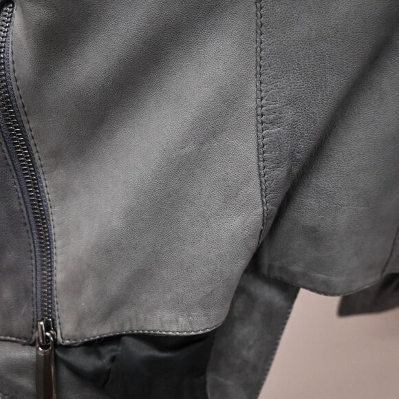 Roncarati | Gray Leather Moto Zip Jacket Size: 42 / Approx. US 8 - Picture 13 of 16